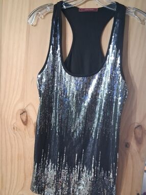 julie's closet Black Sequin Racerback Tank